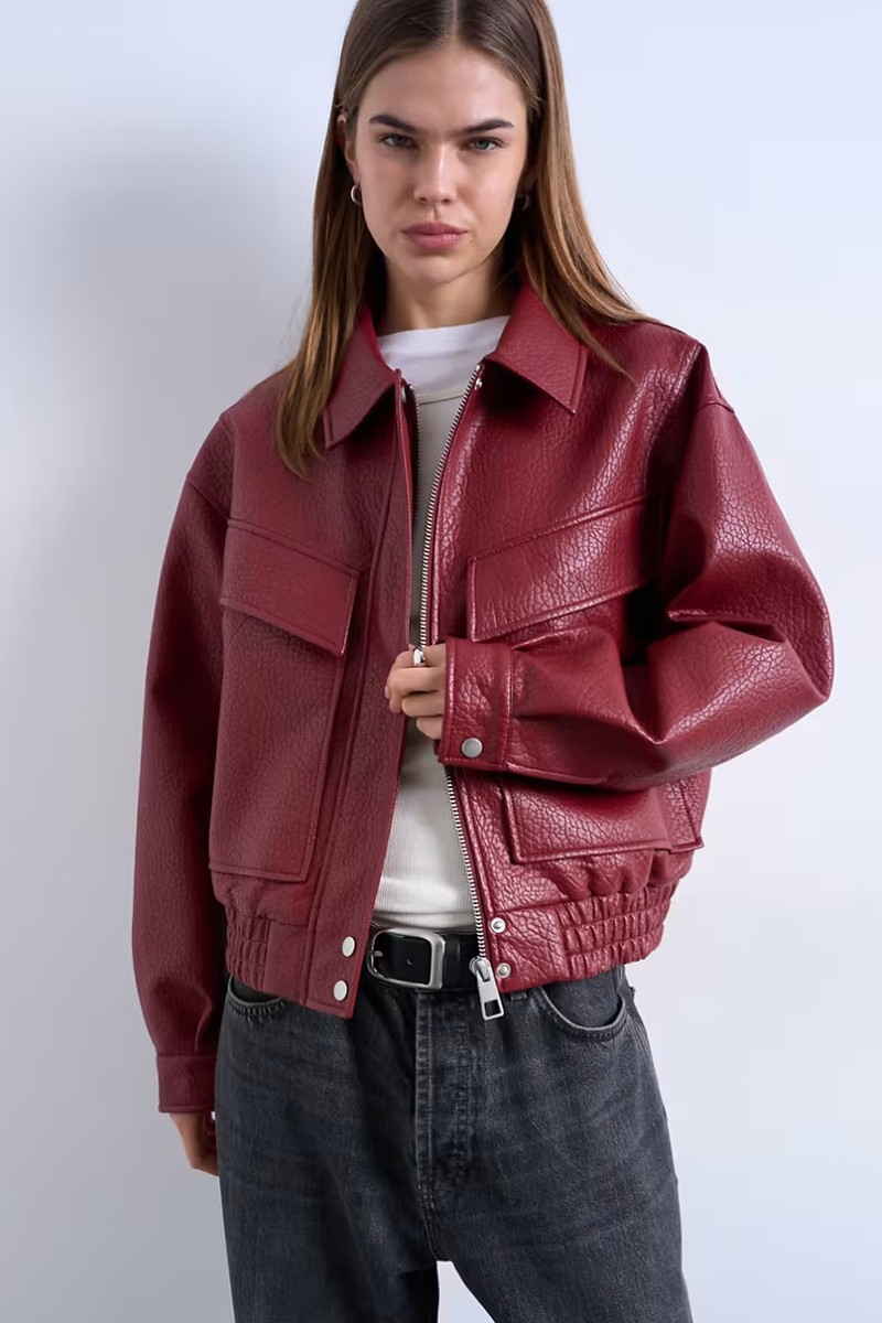 Bubble Boxy Zip Through Pocket Bomber Jacket from Topshop