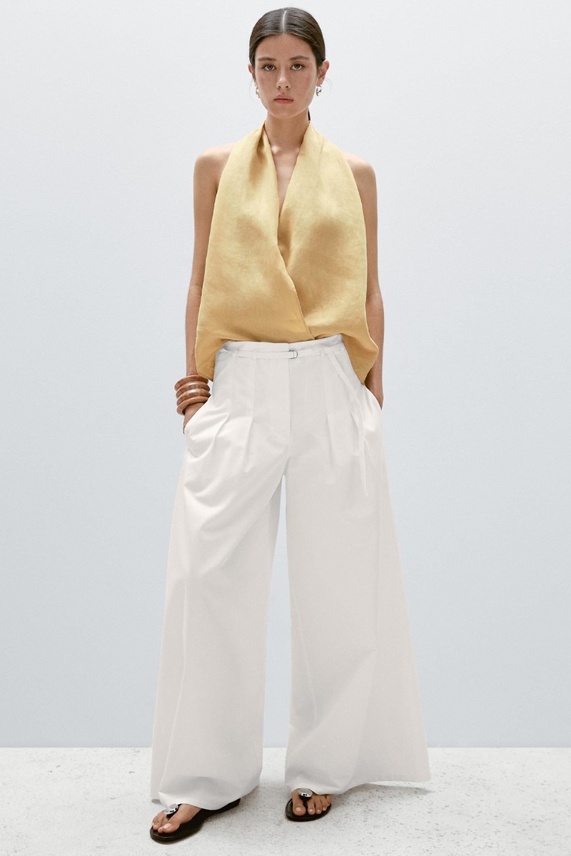 Linen Crossover Halter Top