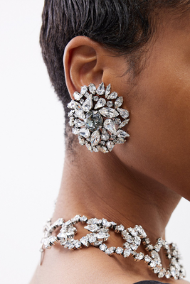 Snowflake Crystal-Embellished Clip Earrings  from Saint Laurent 