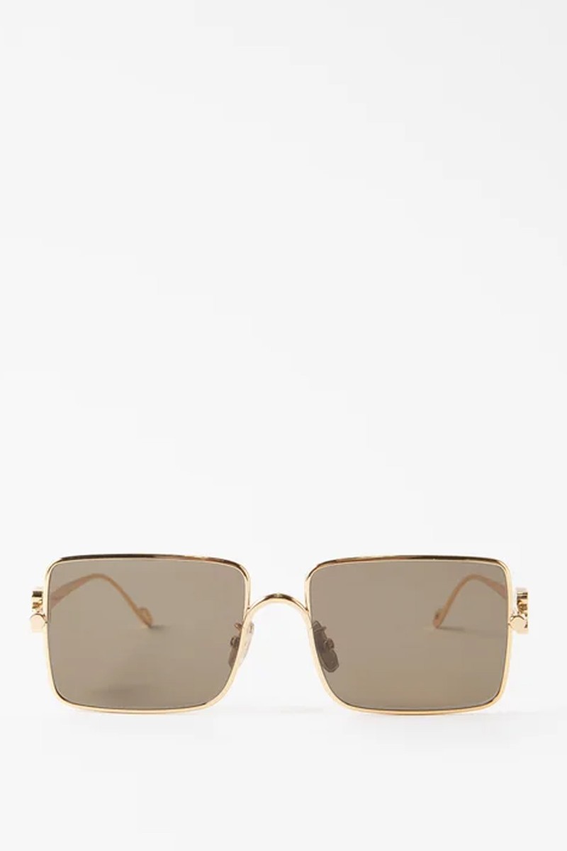 Anagram-Logo Square Metal Sunglasses from Loewe Eyewear